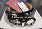 Salvatore Ferragamo Men s Belt Black Leather Silver Black Buckle Size 110cm
