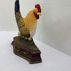 Vtg 10    Cast Iron Rooster Hen Painted Chickens Door Stop Farmhouse Country Decor