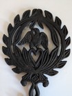 Vintage Footed Cast Iron Eagle Heart Trivet Americana Decor  