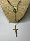 Vintage Catholic Rosary Necklace Crucifix Catholic Religious Beads Medals 25p