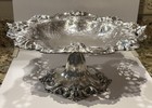 Rare Black Starr Frost Sterling Silver Repousse Large 13    Compote Footed Bowl