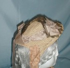 Ornate Antique Hat Victorian 1860 Beige Straw Ribbon And Lace Trims