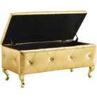 Upholstered Storage Ottoman Bench Forbedroom End Of Bed Faux Leather Rectangular