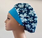 Surgical Scrub Cap  Nurses Hat  Bouffant  Floral Print  Teal