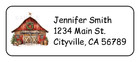 Christmas Red Barn Personalized Seasonal Holiday Address Labels Stickers Tags