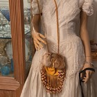 Handmade Leather Bag With Fur Trim And Beaded Fringe Native American Style