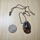 Vintage Dog   Cat Pendant Necklace Two Tone Pewter 18   