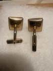 Vintage Swank Gold Tone Black Enamel Square Cufflinks Mid Century Men   s Jewelry