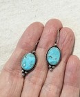 Sterling Silver Blue Turquoise Earrings Signed Preciv