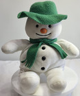 Eden Raymond Briggs Snowman Plush 14  Stuffed Animal Toy Green Hat Scarf Vintage