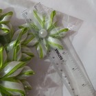 24pcs 2    Satin Green White Ribbon Flower Rhinestone Applique Craft Diy Wedding