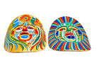 2 Hand-painted Mexican Folk Art  Masks terra Cotta pottery Clay Wall Hanging