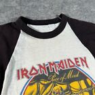 Vintage Iron Maiden Shirt Mens Small White Raglan Metal Band Piece Of Mind 80s