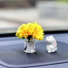 Mini Silk Flower Vase And Flower-smelling Rabbit Car Interior Decor Ornament New