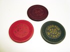 Vintage The Mint Poker Chips  Great Falls Montana  Set Of 3     5 Cents   1   10