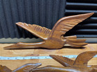 Vintage Mcm Carved Teak Birds Wall Art Mid Century Cranes Geese Flying Decor