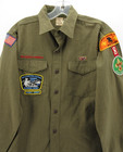 Vintage Boy Scouts Of America Shirt Men Large Green Bsa Scoutmaster Uniform 70s 