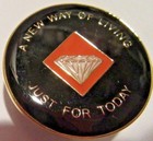 Narcotics Anonymous 32 Year Orange Medallion Black White Gold Na Clean Coin