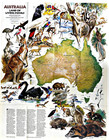     1979-2 February Australia Land Of Living Fossils National Geographic Map A3 