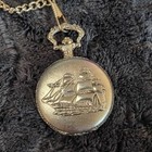 Gold Coast Full Hunter Pocket Watch Quartz Analog Roman Numerals Chain Box