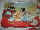 Vtg The Ohio Art Co Childs Tin Tea Set 105  Wedding Couple  pelican military bri