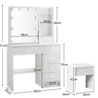 Vanity Makeup Dressing Table Desk Set With Led Mirror And Stool And Cabinet Us