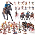 Wild West Playset - 48 Pcs Cowboys   Indians Figures  Horses  Trees For School P