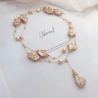 Cultured  Baroque Irregular Pearl 14k Gold  Chain Long Necklace Jewelry Women
