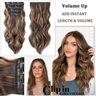 Balayage Real Thick Clip In As Human Hair Extension Full Head Lace Weft Long 22 