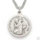 Sterling Silver Boy s Soccer Medal With Saint Christopher On Back Necklace
