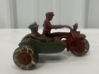 Antique Hubley Cast Iron Toy Red Motorcycle Cop W  Side Car   Passenger 4  Rare