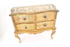 Vintage Italian Florentine Miniature Chest Of Drawers Jewelry Box Gold Gilt 60s