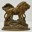 Antique Cast Iron Lion Bookends Pair Bronzed Art Deco Style Library Decor