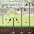 2x Double Shepherds Hooks For Outdoor Adjustable Bird Feeder Pole Hanging Plants