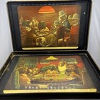 1950s Dogs Playing Poker Trays Pair Brown Bigelow Edward Gross Coolidge 18   x12   
