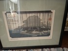 Hiroshige Vintage Woodblock Print    evening Rain   Art Print Japan Framed Matted 
