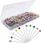 Durable Stainless Steel Sewing Pins With Colorful Pearl Heads - 1 5in Long
