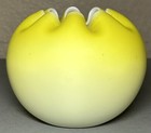 Antique Rose Bowl Yellow White Cased Glass Vase Victorian Satin Glass Hand Blown