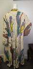 Vintage Womens The African Village Cloth Art Painted Long Coat Art To Wear Xxl