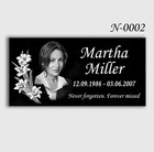 Memorial Headstone 24x12x3 4 Inches Human Grave Marker Tombstone Black Granite