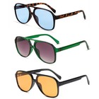 Freckles Mark Vintage Retro 70s Sunglasses Large  3  Yellow   Blue   Green