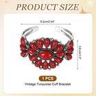 Vintage Turquoise Cuff Bracelet For Women Red Gemstone Bangle
