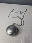 Antique Victorian Sterling Silver 800 Compact Locket Pendant Chain Necklace
