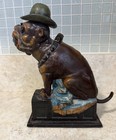 Vintage Ole Puffer Mechanical Bank Cigar 5   Nickels Cast Iron Book Knowledge Dog