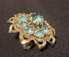 Vintage Faceted Aqua Rhinestone Pin