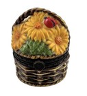 Vintage Sunflower Basket Hinged Trinket Box National Home Gardening Club Ladybug