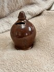 Vintage Ceramic Coin Bank Rustic Brown Glaze