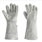 16    Heavy Duty Welding Gloves     Grey Italian Split Cowhide Leather With Flame