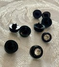 Set Of 8 Vintage Black Buttons rhinestone Centers 1 2 