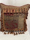 Croscill Home Burgundy Jacquard  Decorative Boudoir Bead Tassel Pillow 17 X17 